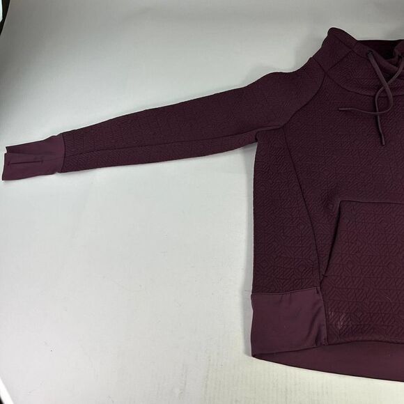 Athleta Ladie Tops Athleta Eggplant Purple Textured Sweatshirt Size M Turtleneck - Picture 5 of 15